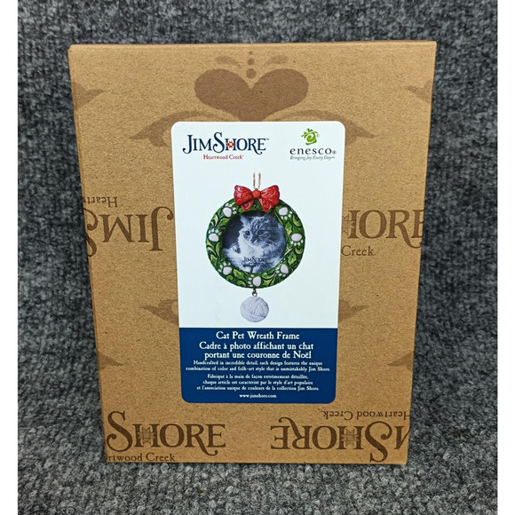 Jim Shore Heartwood Creek Cat Wreath Photo Frame Ornament NIB Enesco - Picture 2 of 6